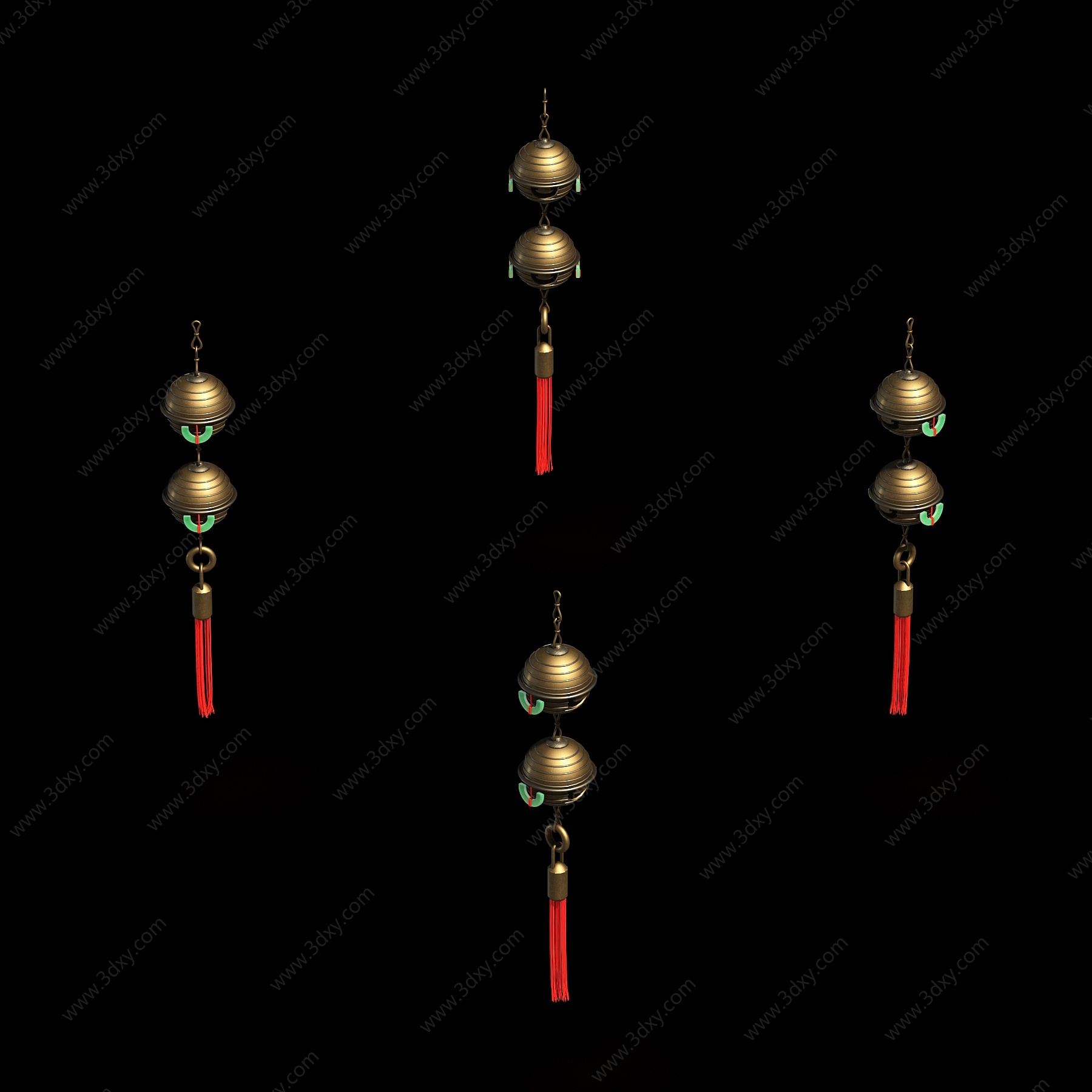 中式铃铛挂件玉佩挂饰3D模型
