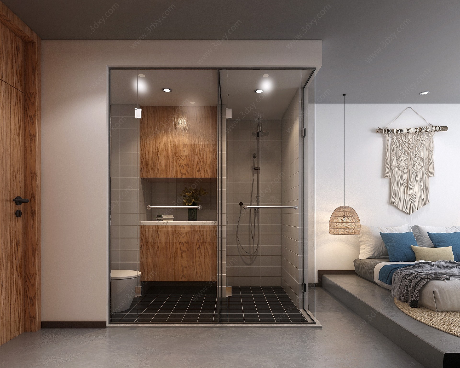 现代酒店卧室3D模型
