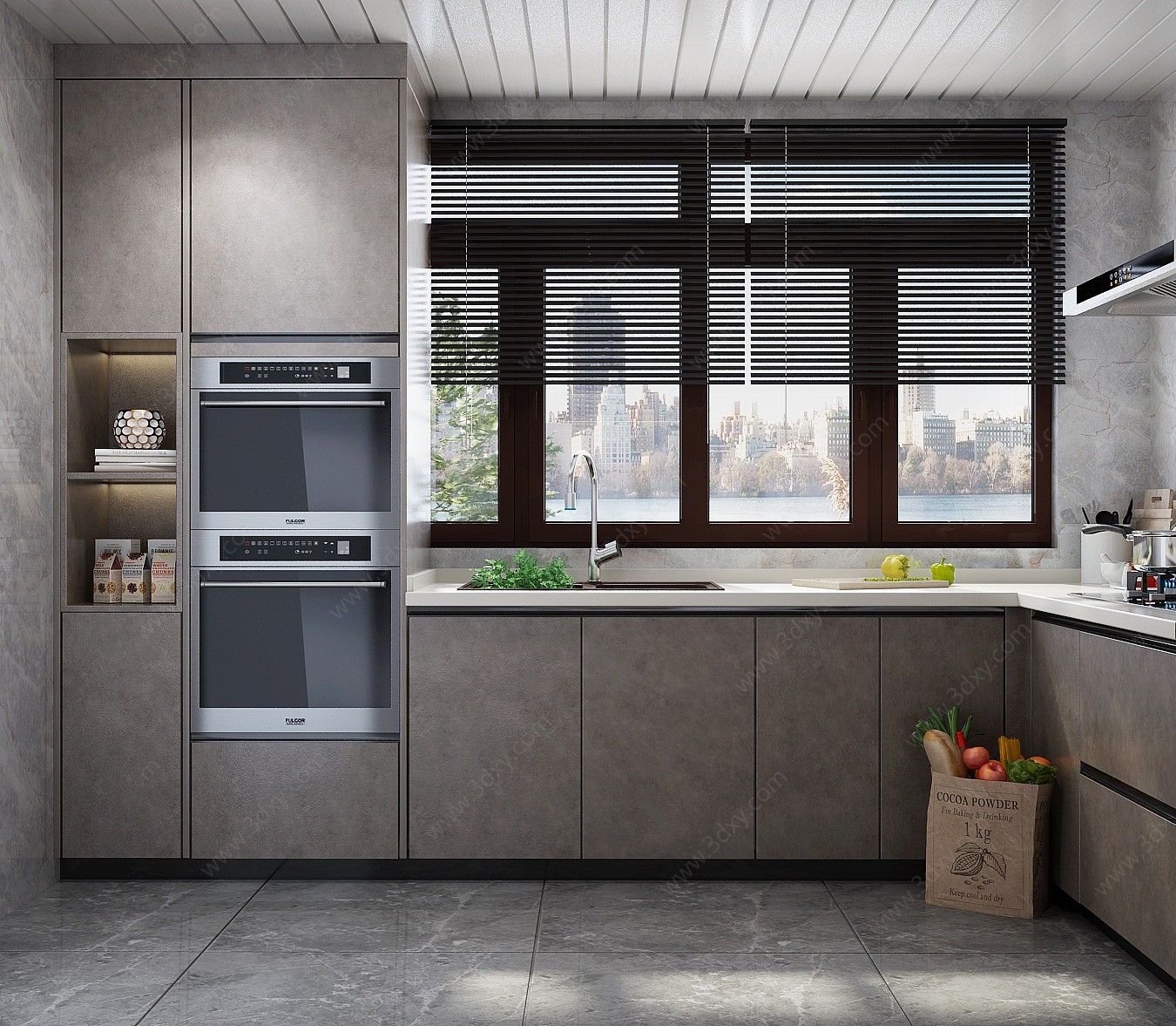 现代轻奢厨房橱柜3D模型