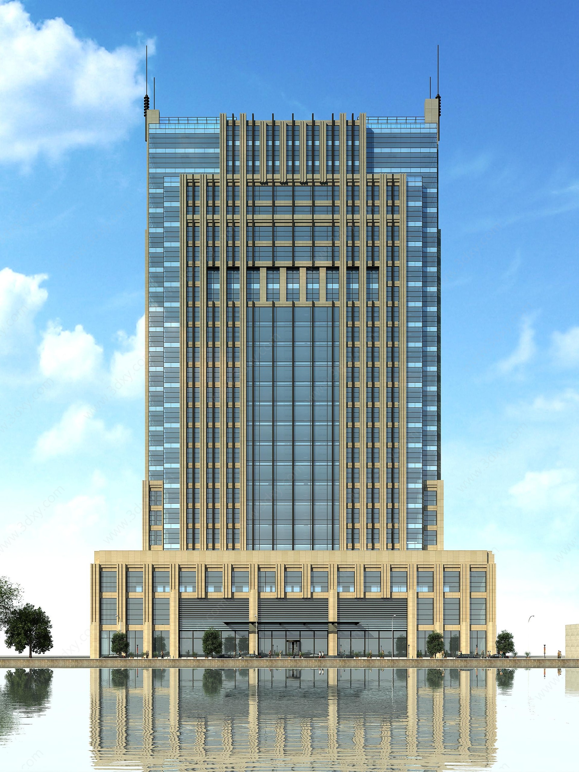 现代商务酒店办公楼3D模型