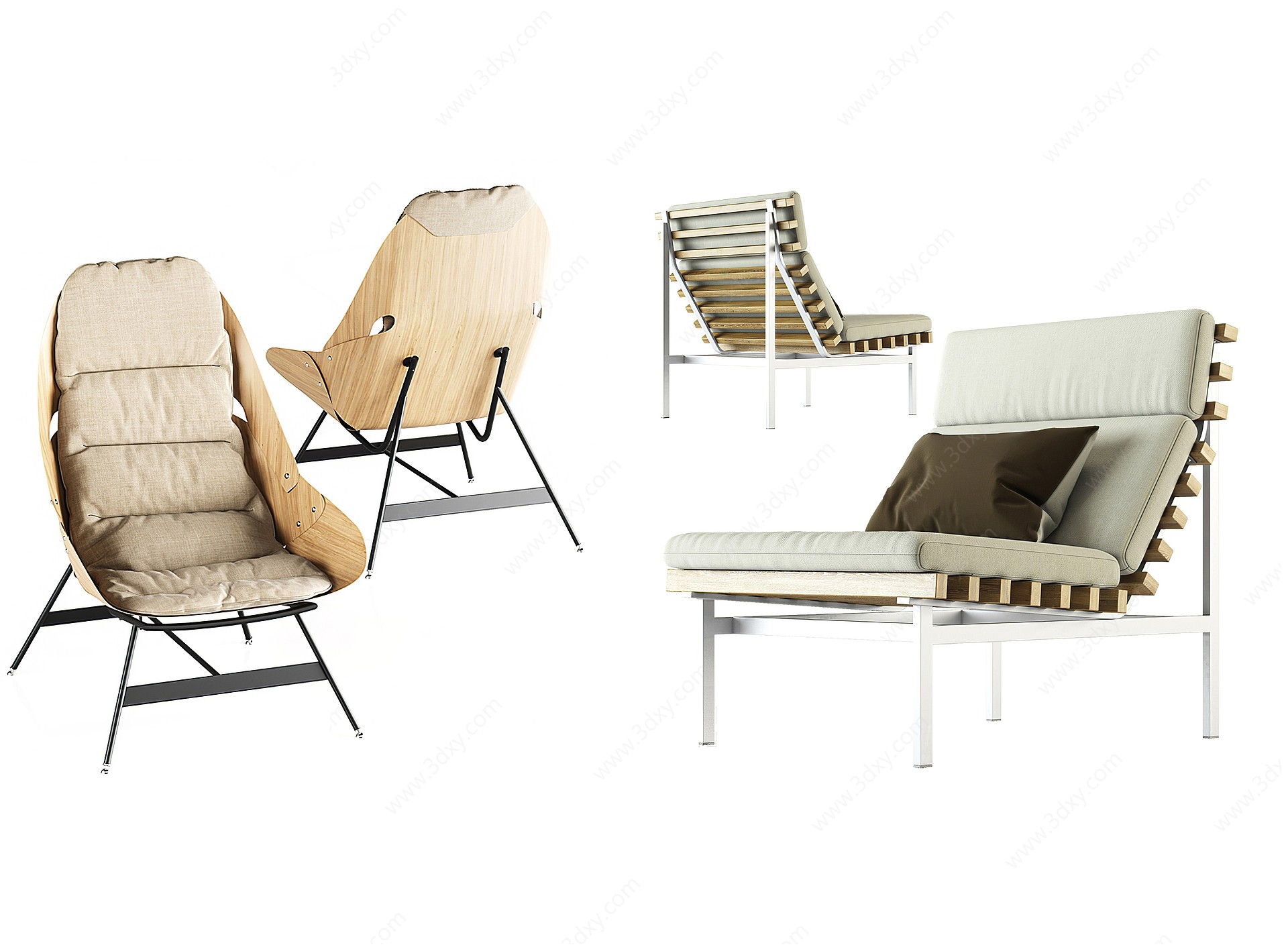 现代户外躺椅单人椅3D模型