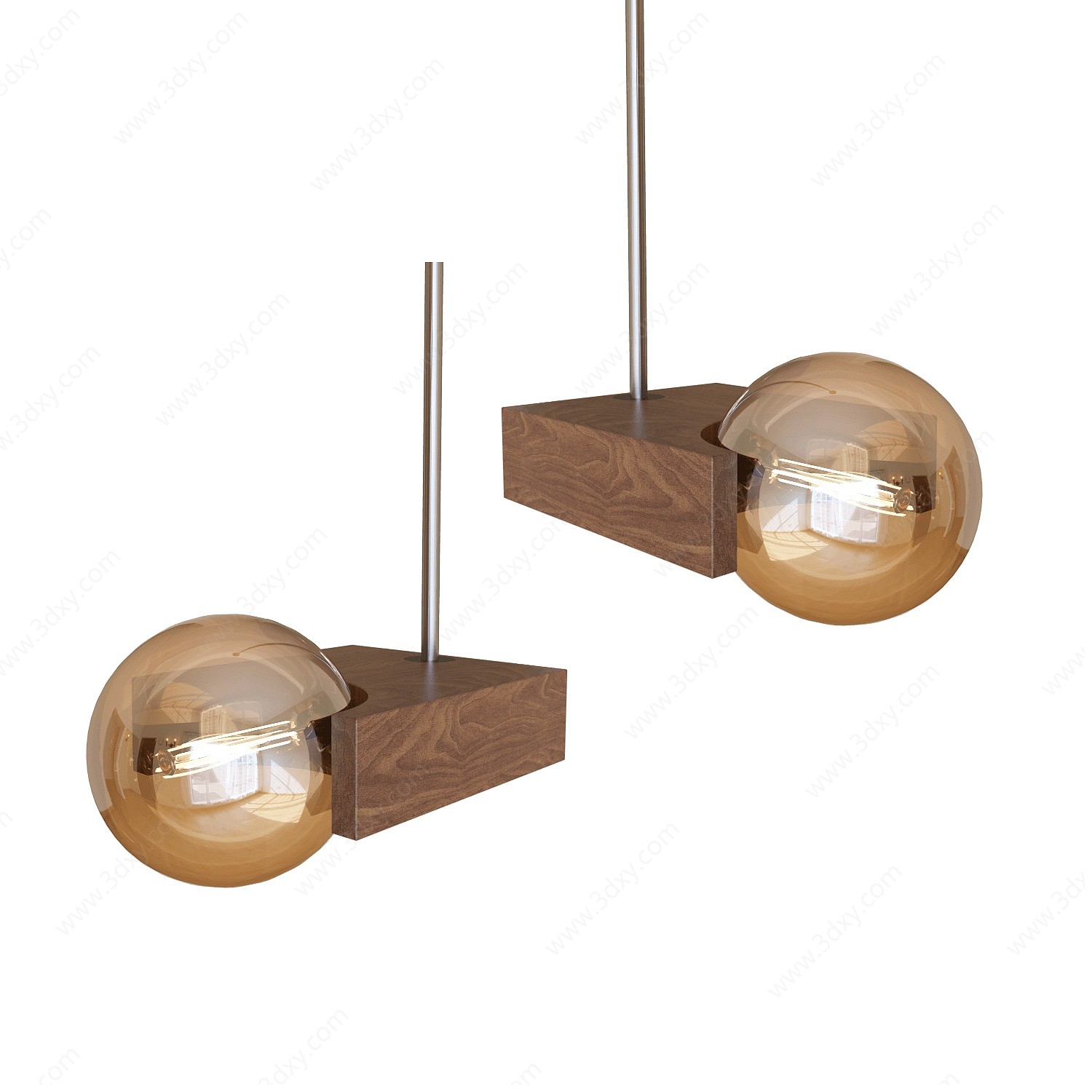 现代特色木深棕吊灯3D模型