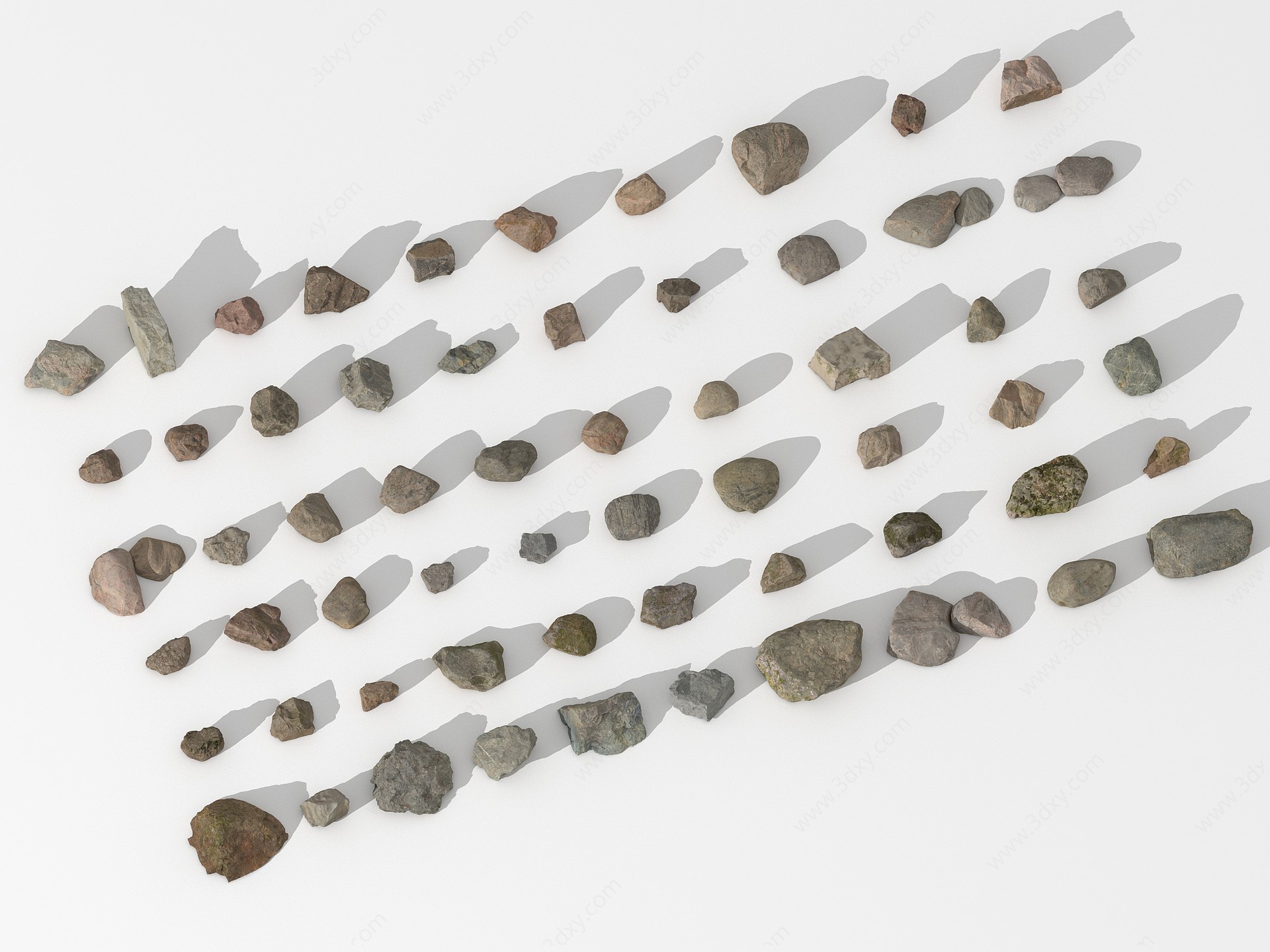 现代岩石石头组合3D模型