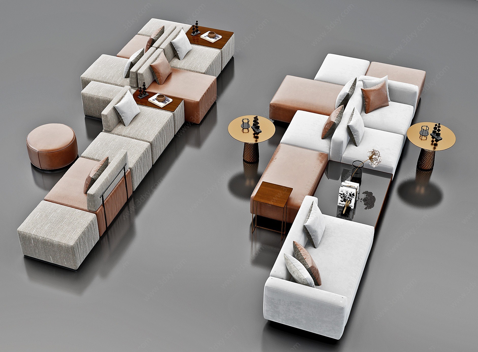 现代长条休闲沙发3D模型