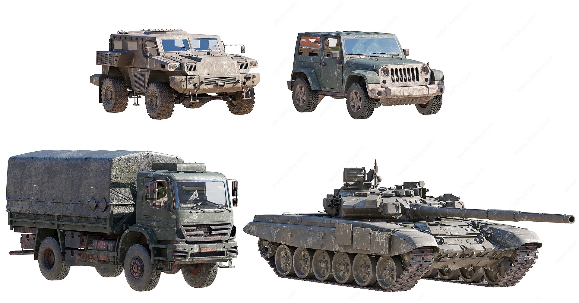现代军车坦克3D模型
