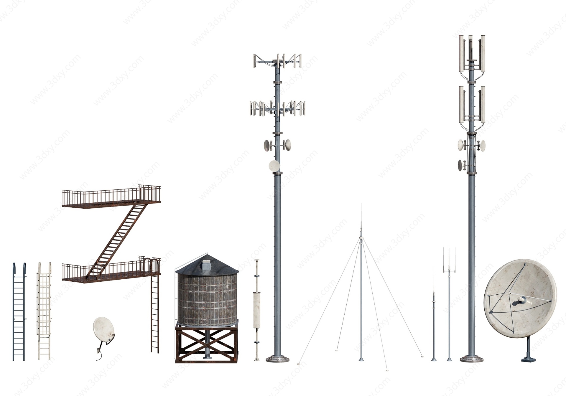 现代信号塔楼梯水塔3D模型