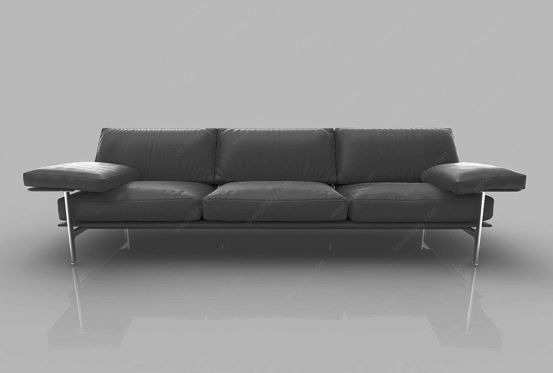 黑色三人沙发3D模型