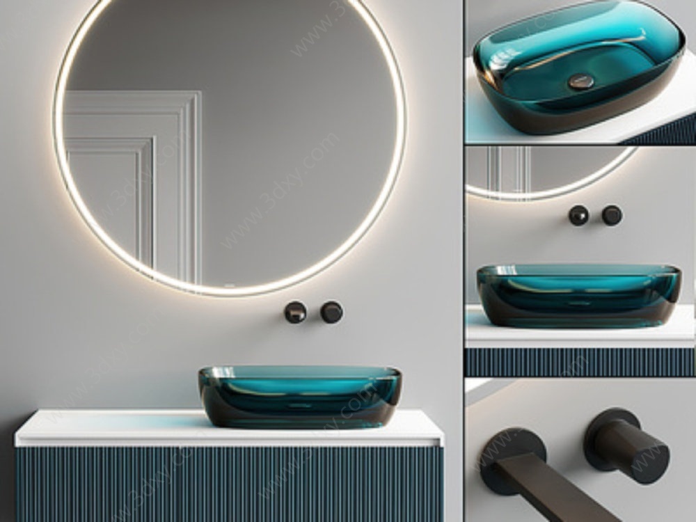 现代洗手台盆3D模型
