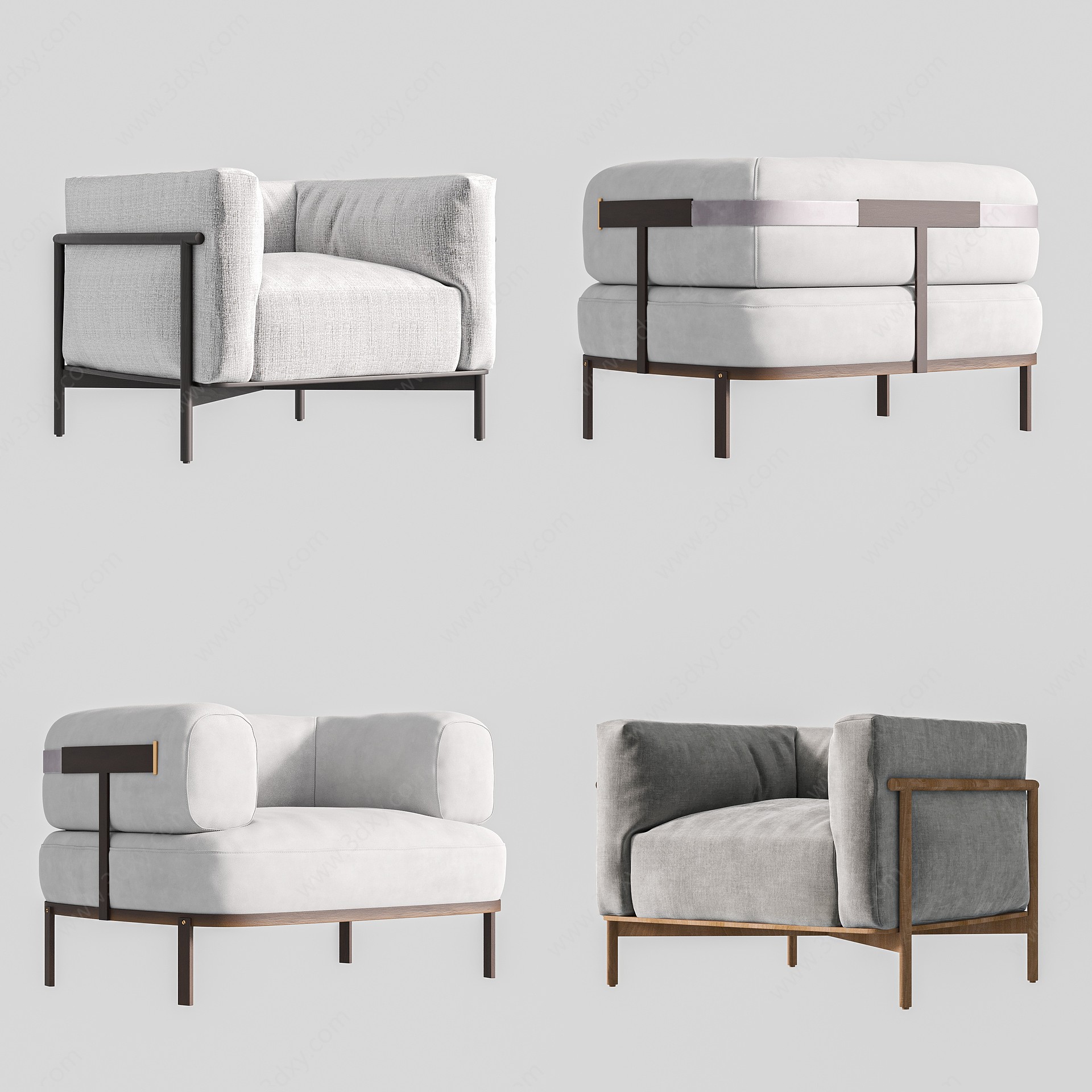 新中式单人沙发组合3D模型