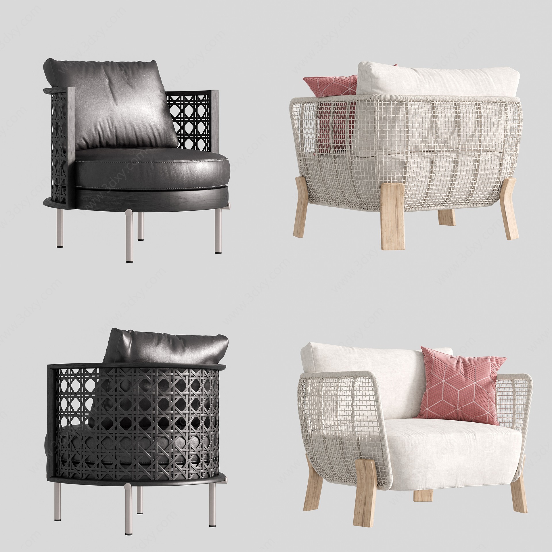 现代藤编编织椅3D模型
