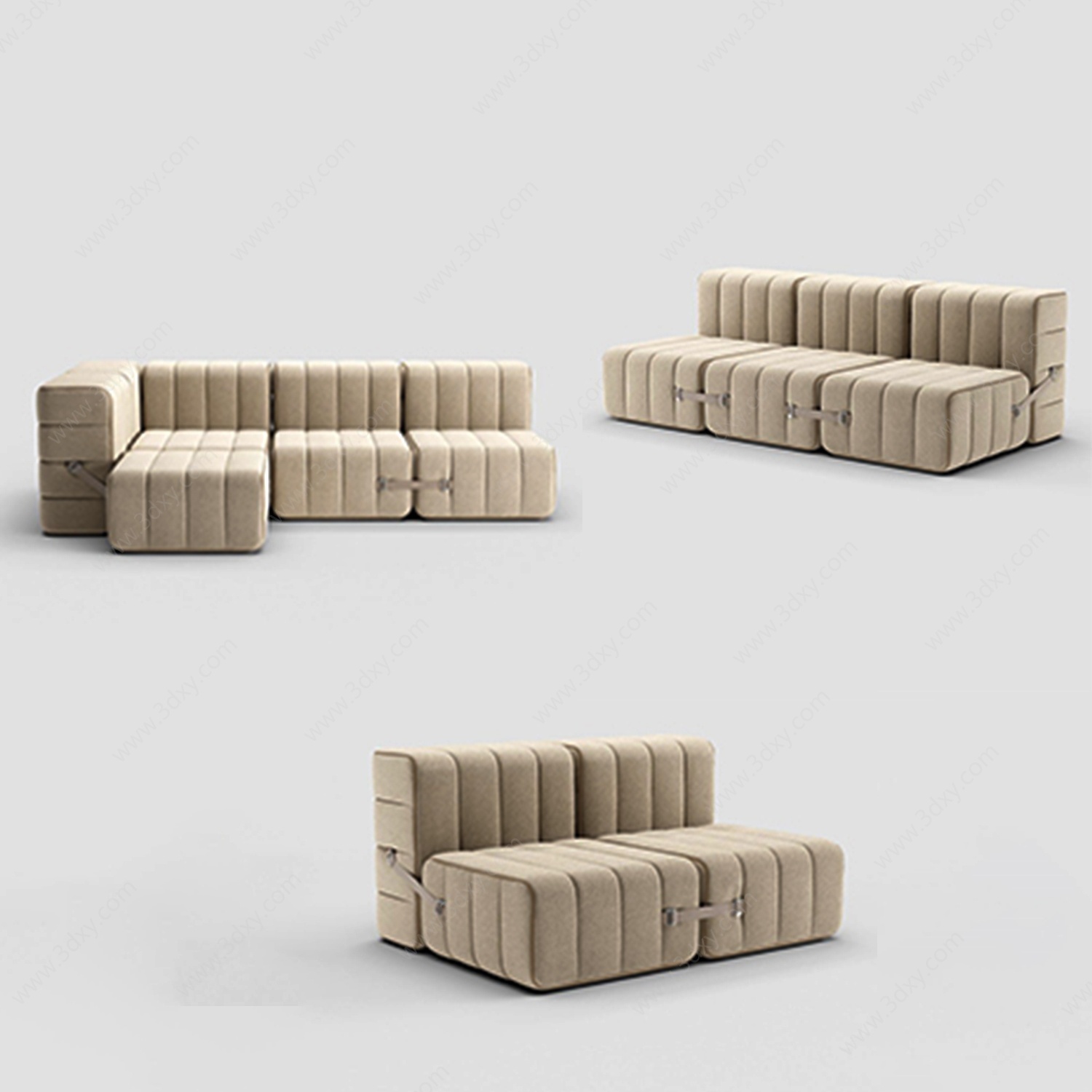 法式沙发双人多人组合3D模型