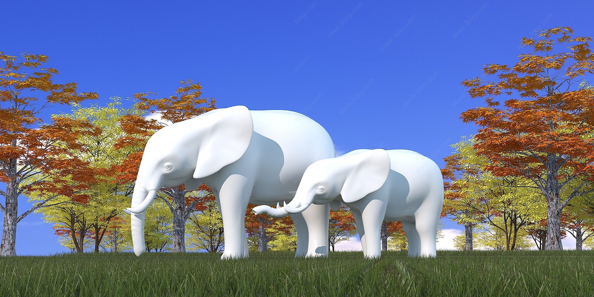 现代艺术雕塑小品大象3D模型