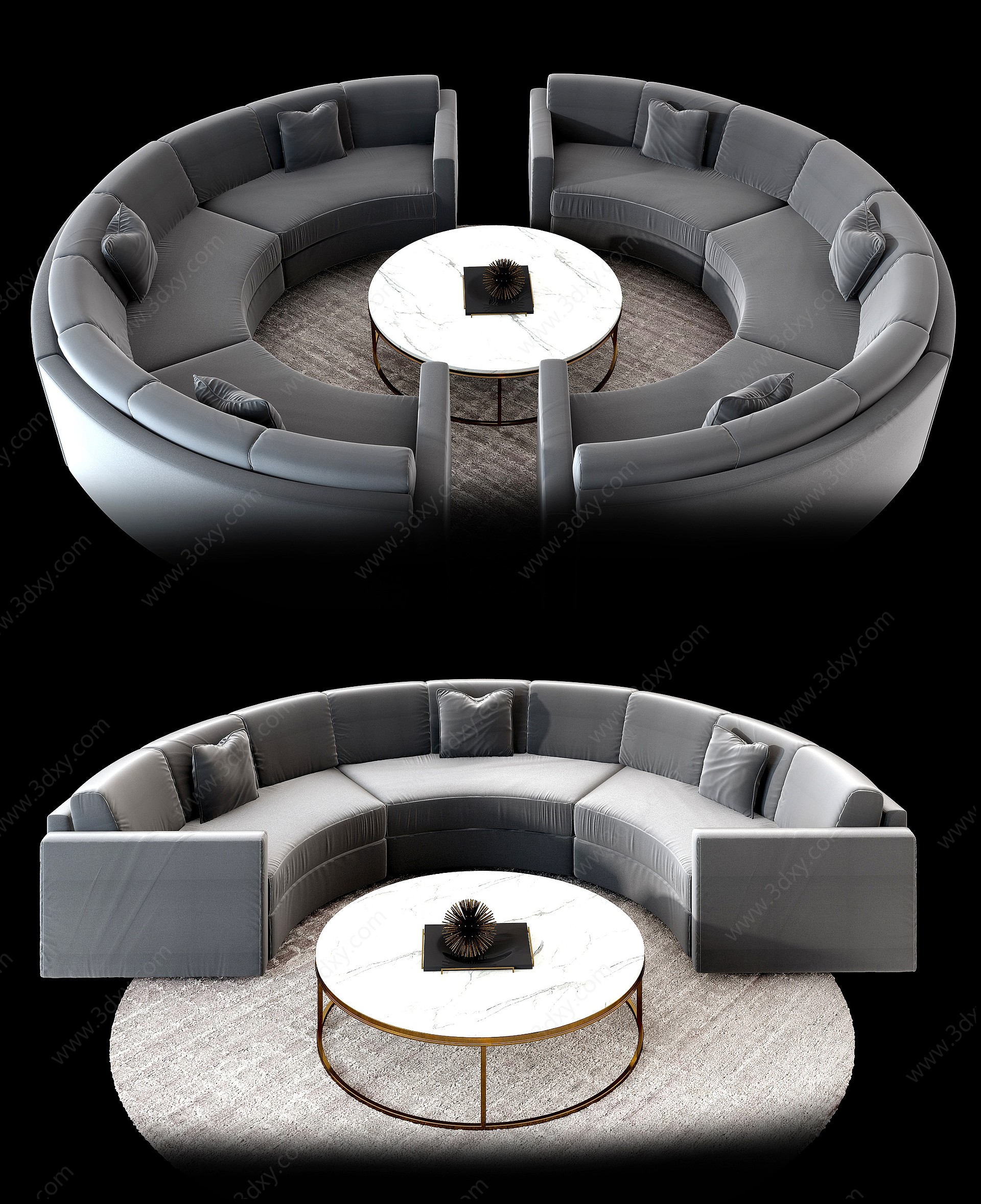 现代布艺异形形沙发茶几3D模型