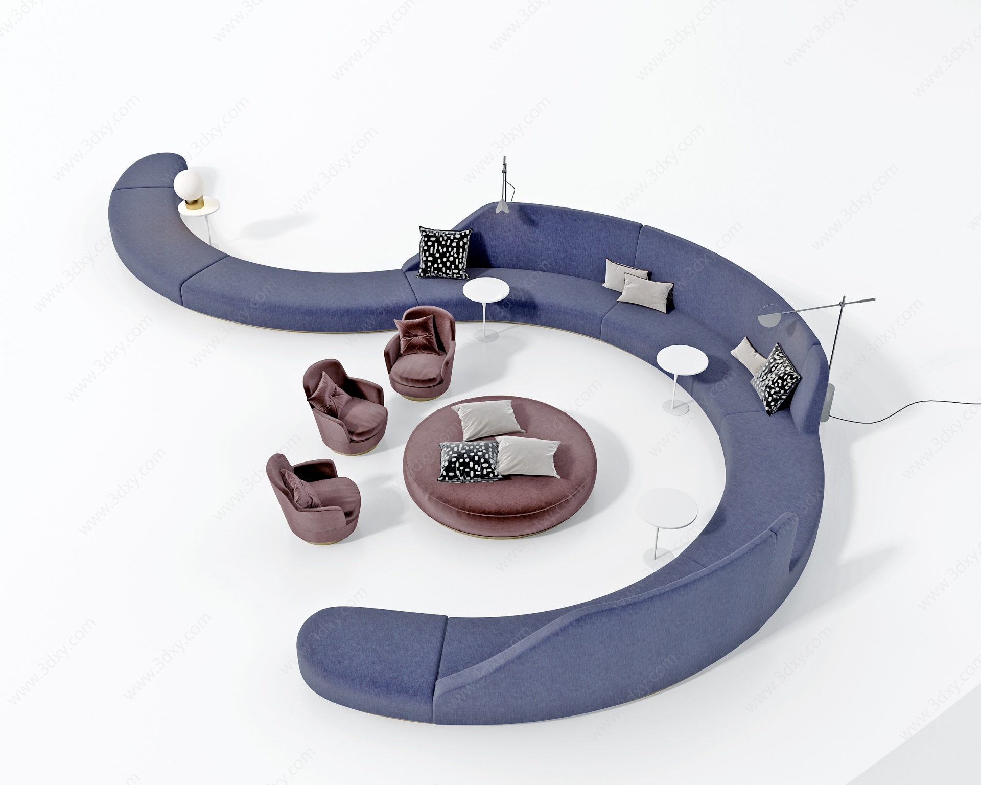 现代布艺异形沙发3D模型