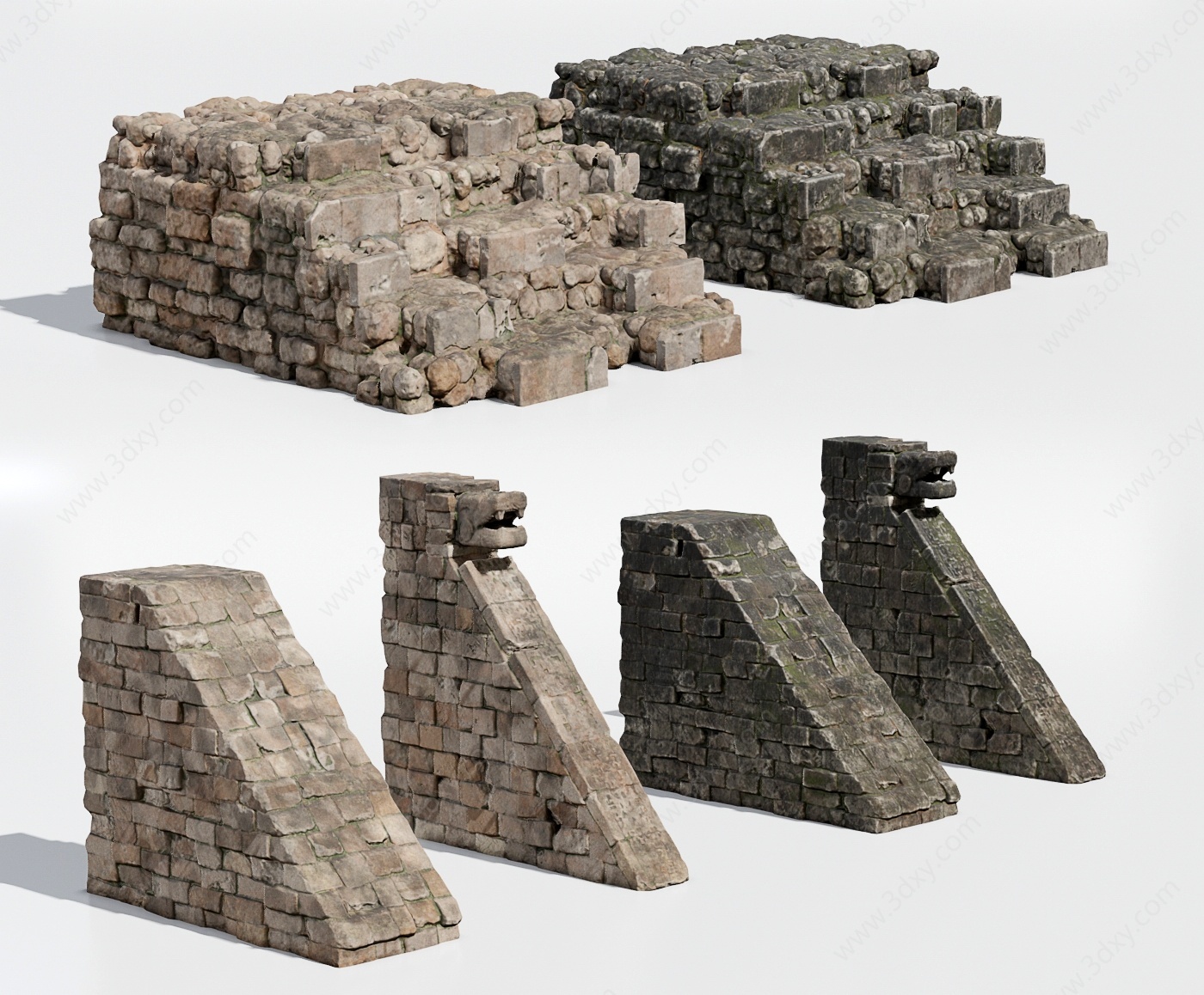古代城市废墟建筑3D模型