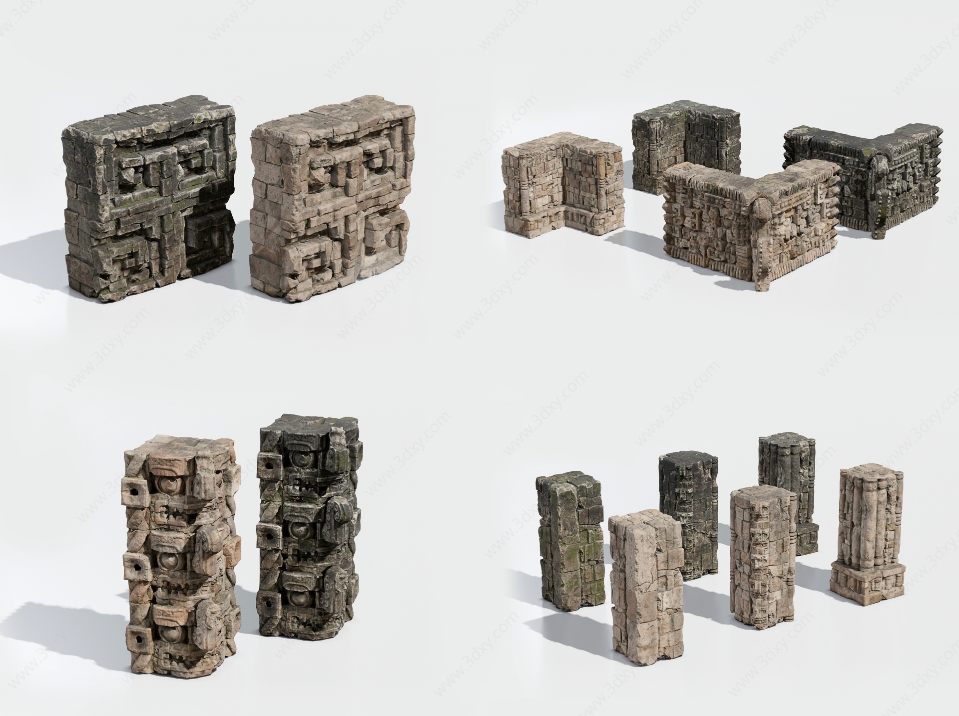古代城市废墟建筑3D模型