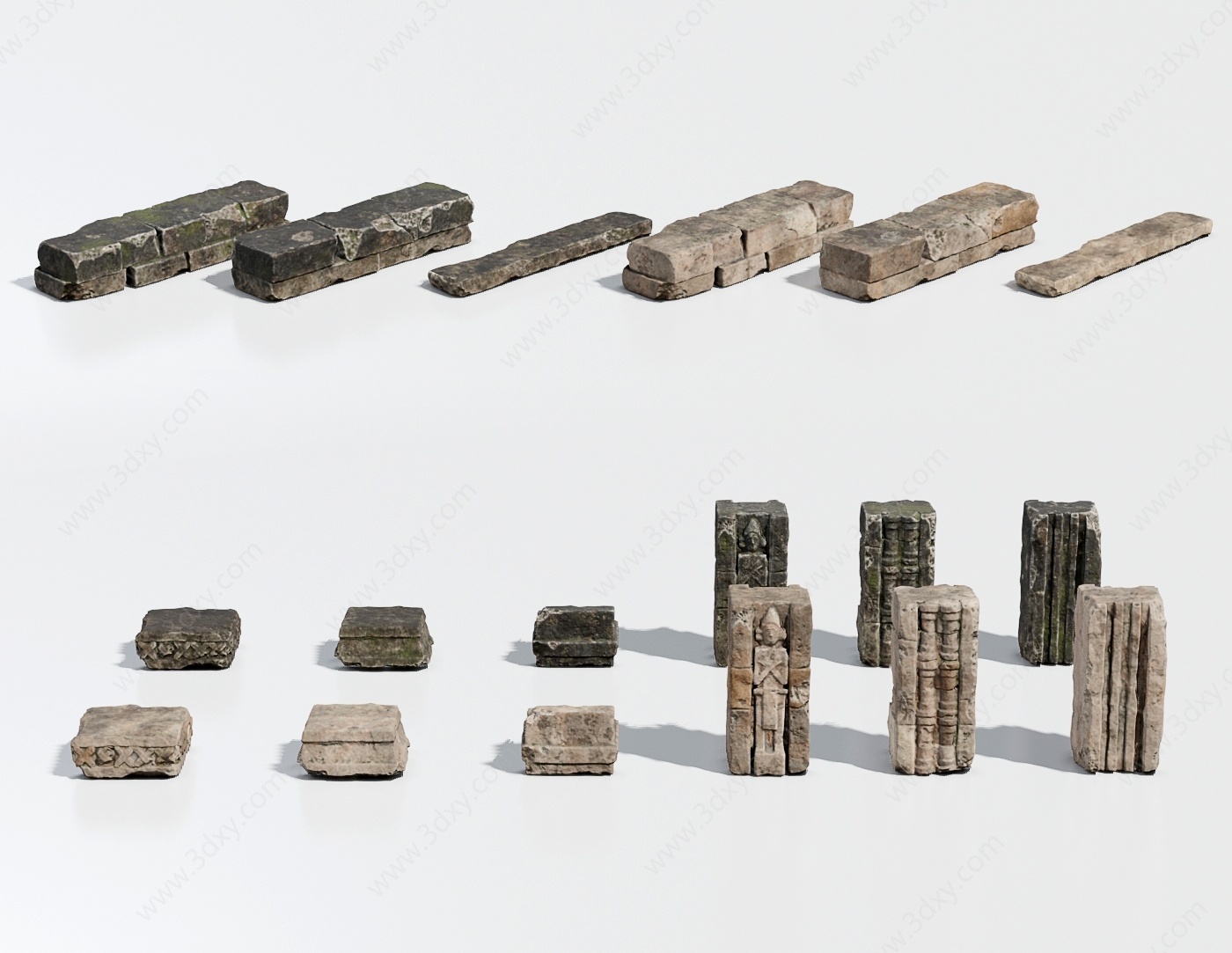 古代城市废墟柱3D模型