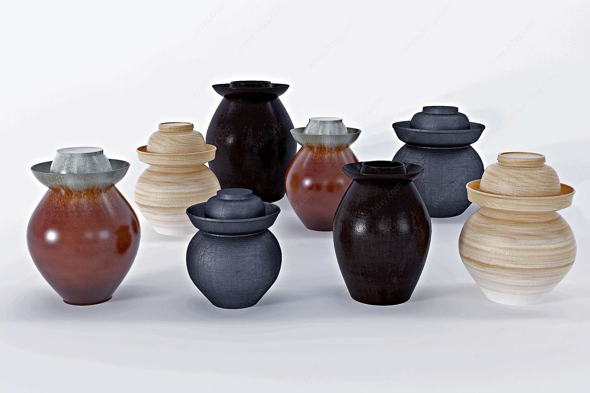现代陶瓷坛子陶罐3D模型
