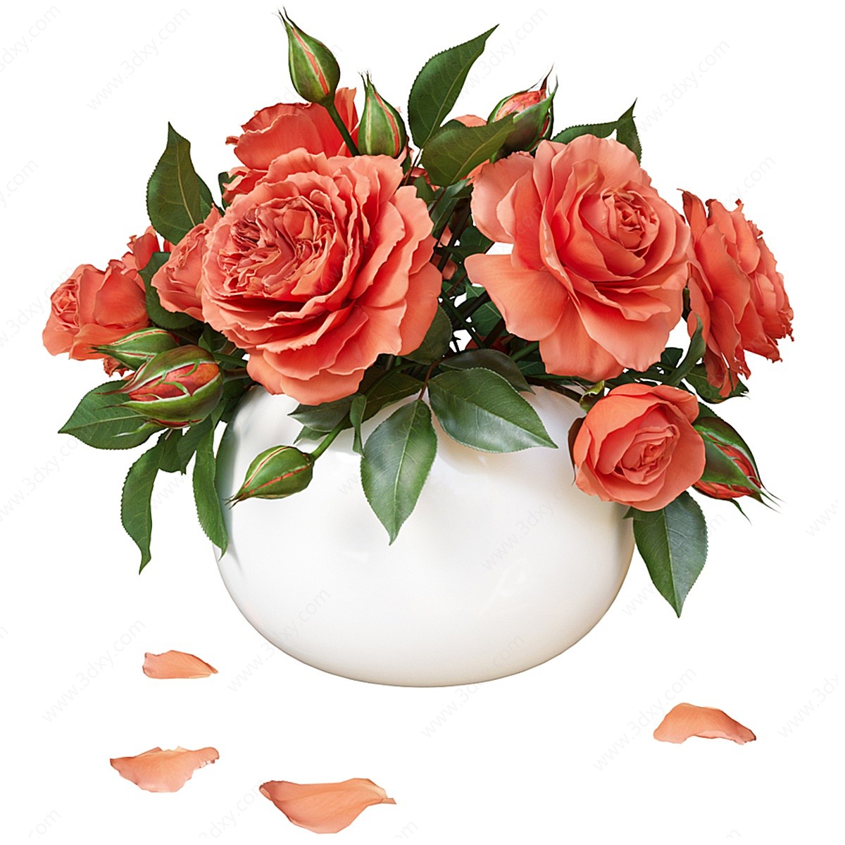 玫瑰花瓶3D模型