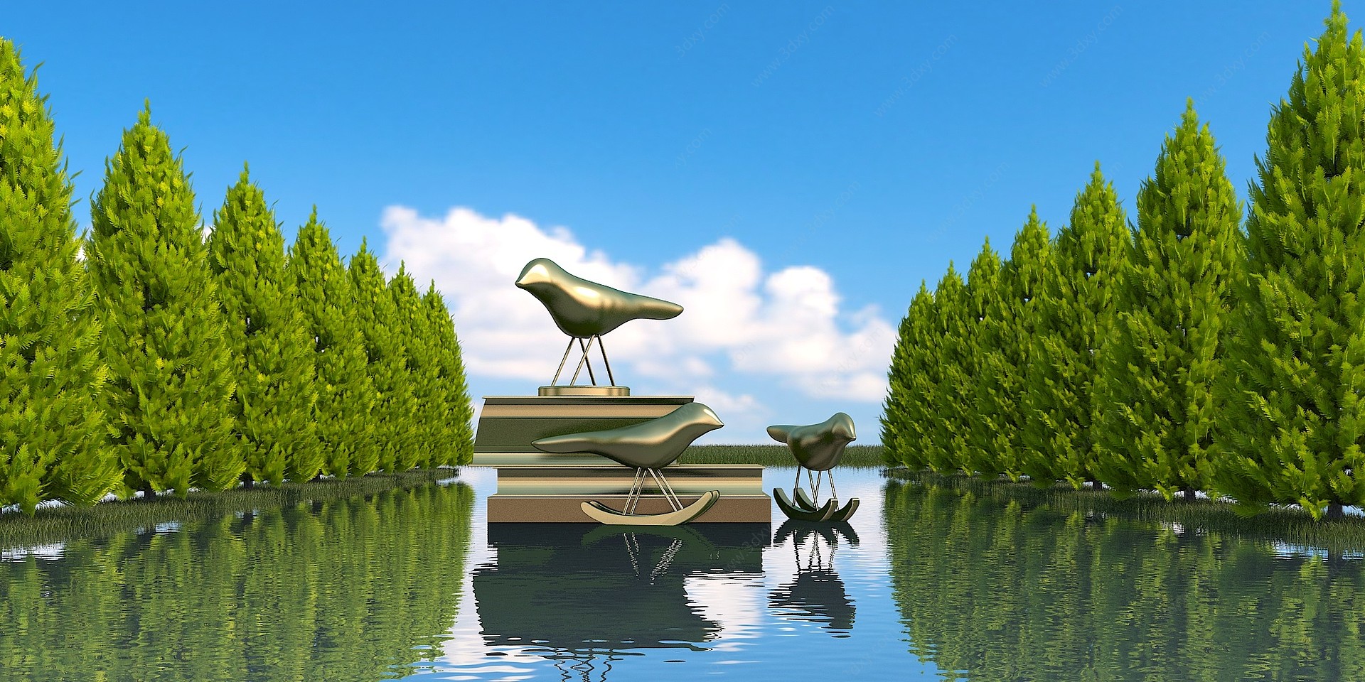 现代园林景观雕塑3D模型