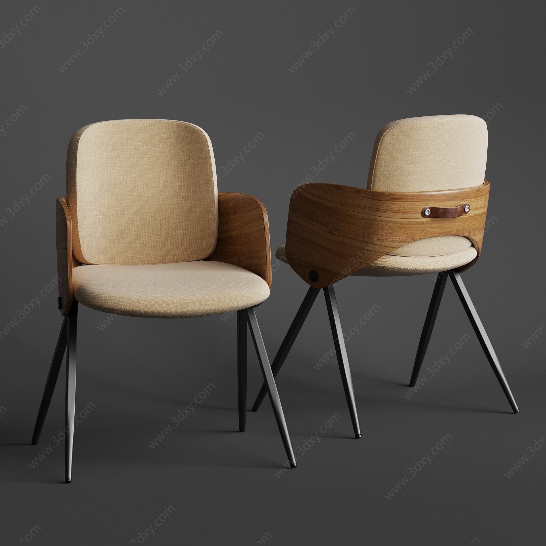 现代休闲椅子组合3D模型
