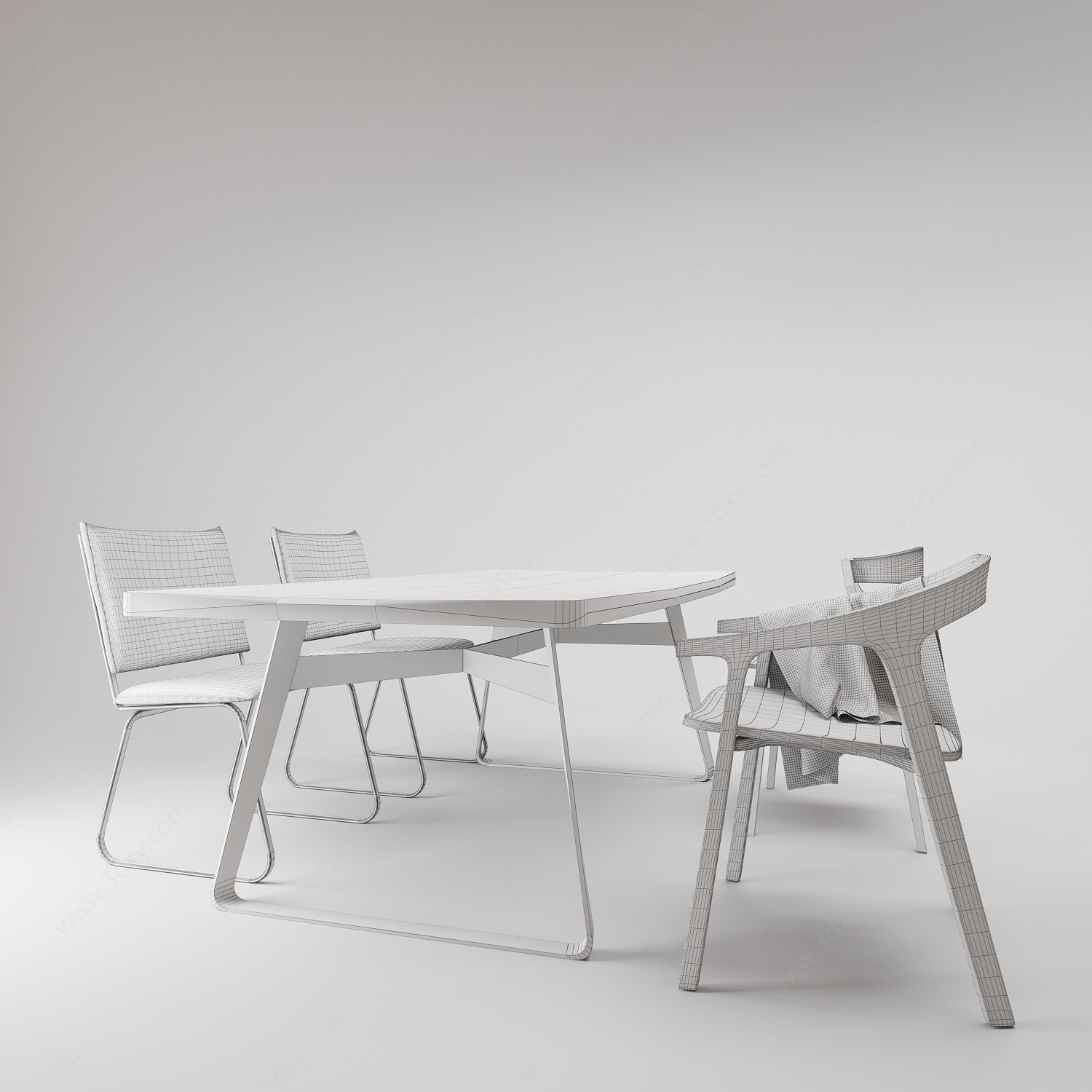 现代北欧餐桌椅子3D模型