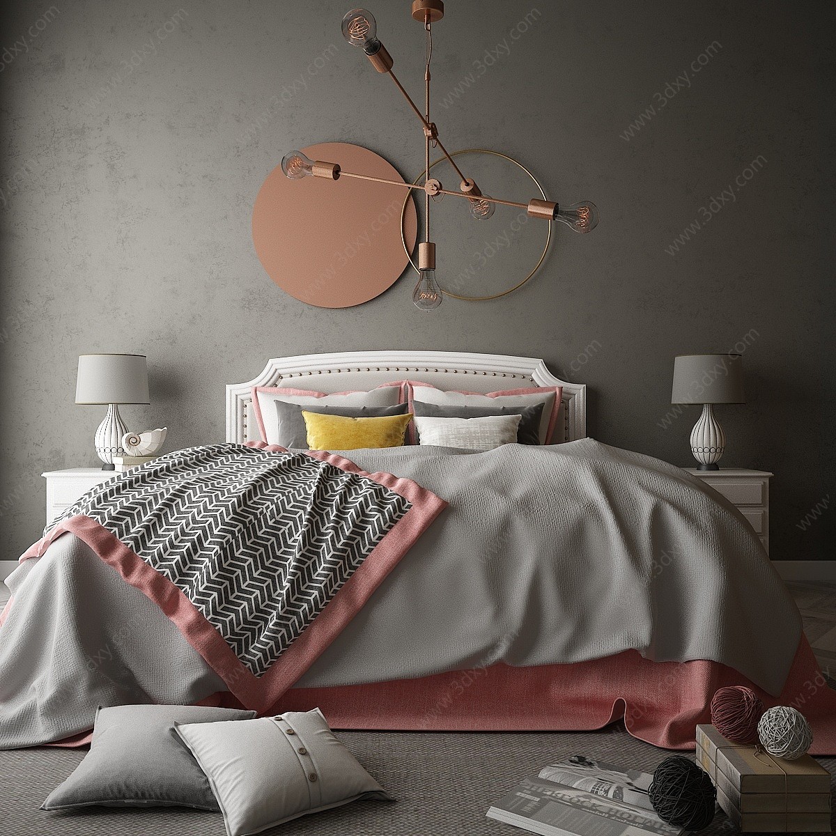 现代卧室床3D模型