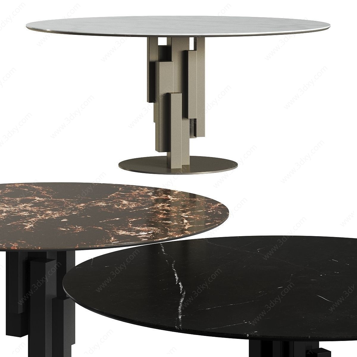 现代大理石圆形餐桌3D模型