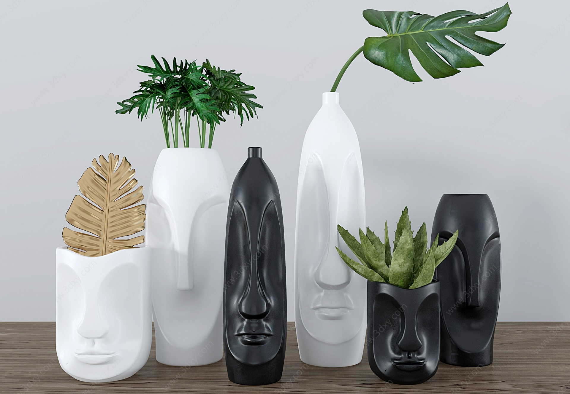 现代花瓶摆件盆景3D模型