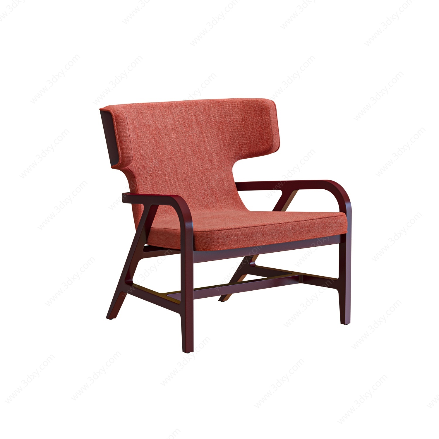 简欧休闲沙发椅扶手单椅3D模型