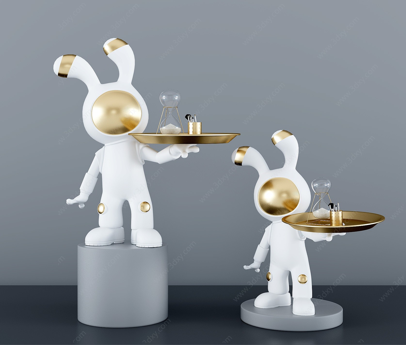 现代兔子雕塑摆件3D模型