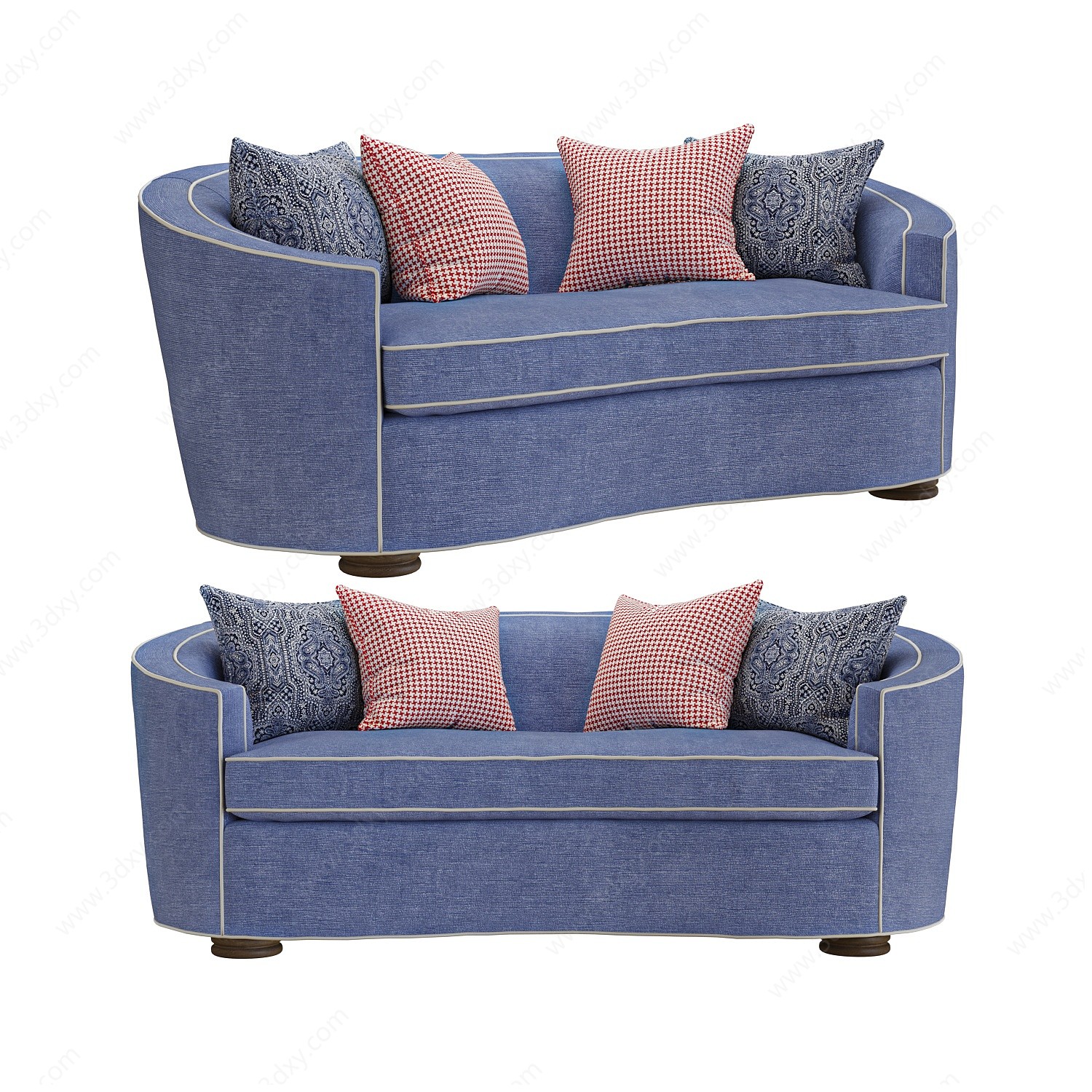 法式彩色抱枕沙发3D模型