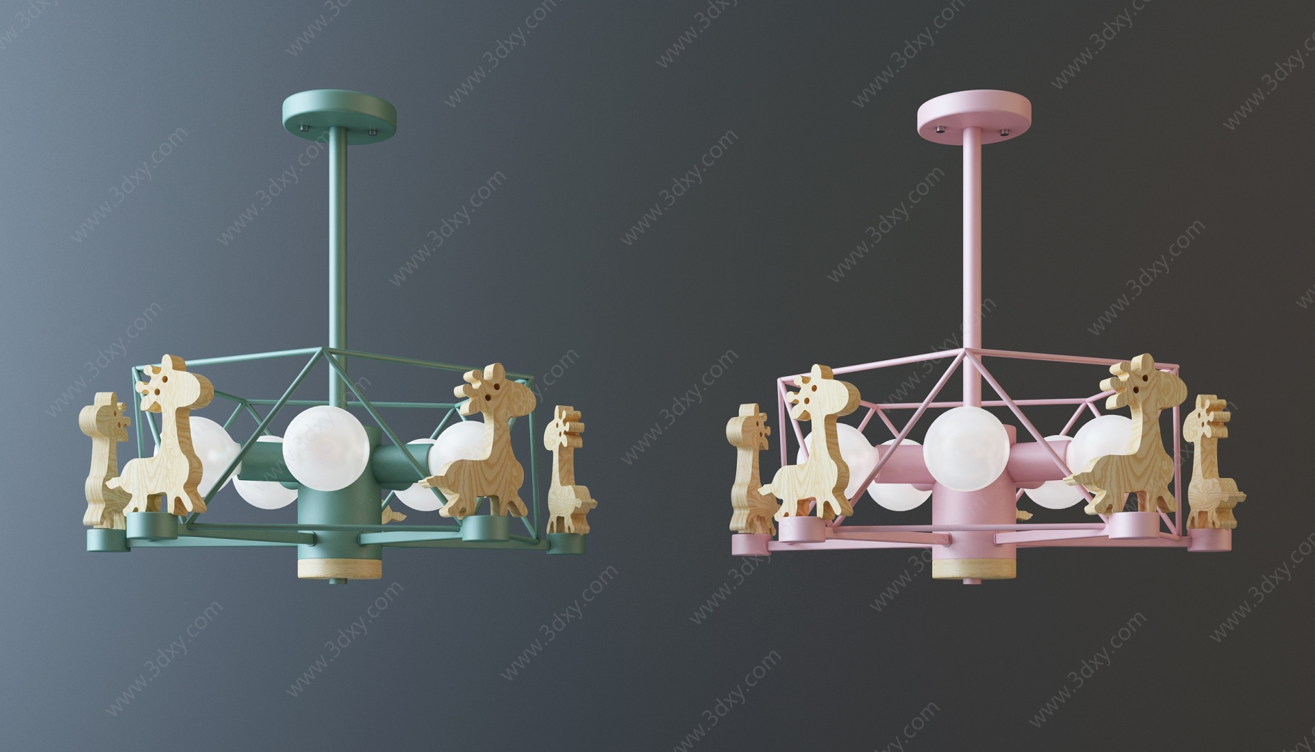 现代儿童房吊灯组合3D模型