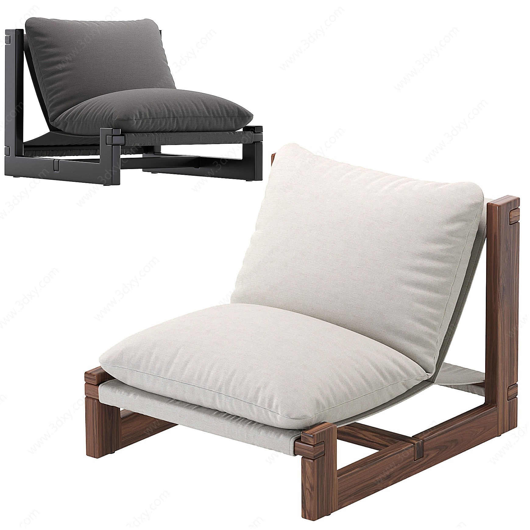 现代侘寂风休闲单椅3D模型