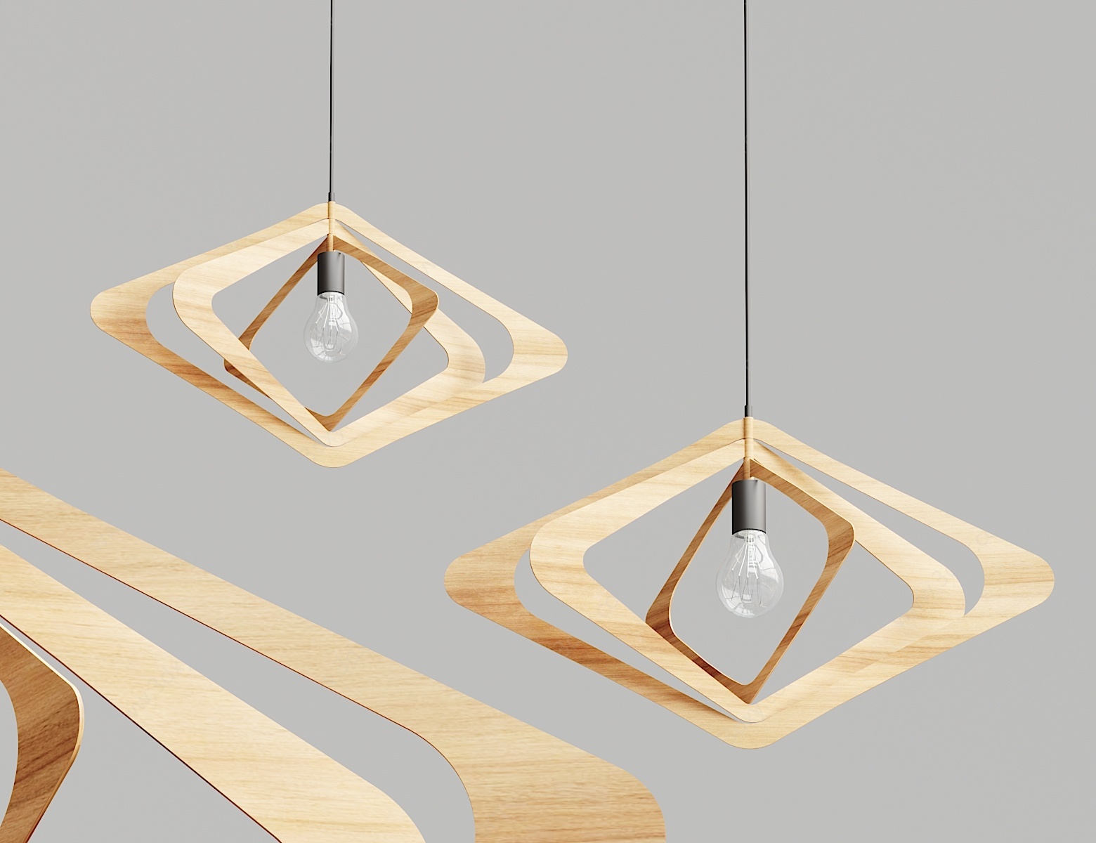 现代创意个性木质吊灯3D模型