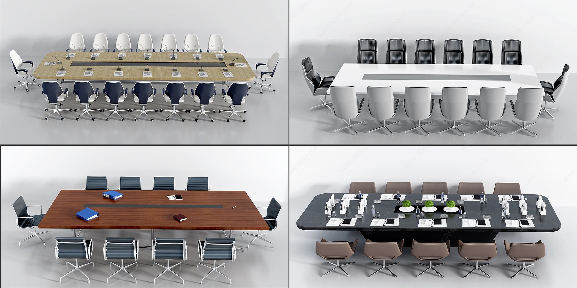 现代会议桌组合3D模型