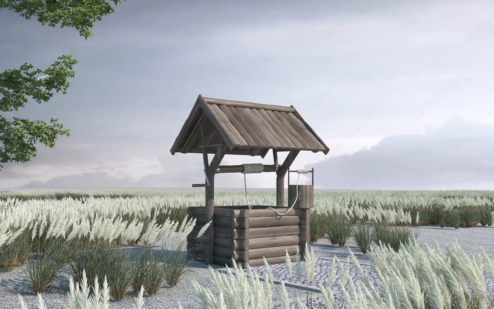 园林景观小品井亭3D模型