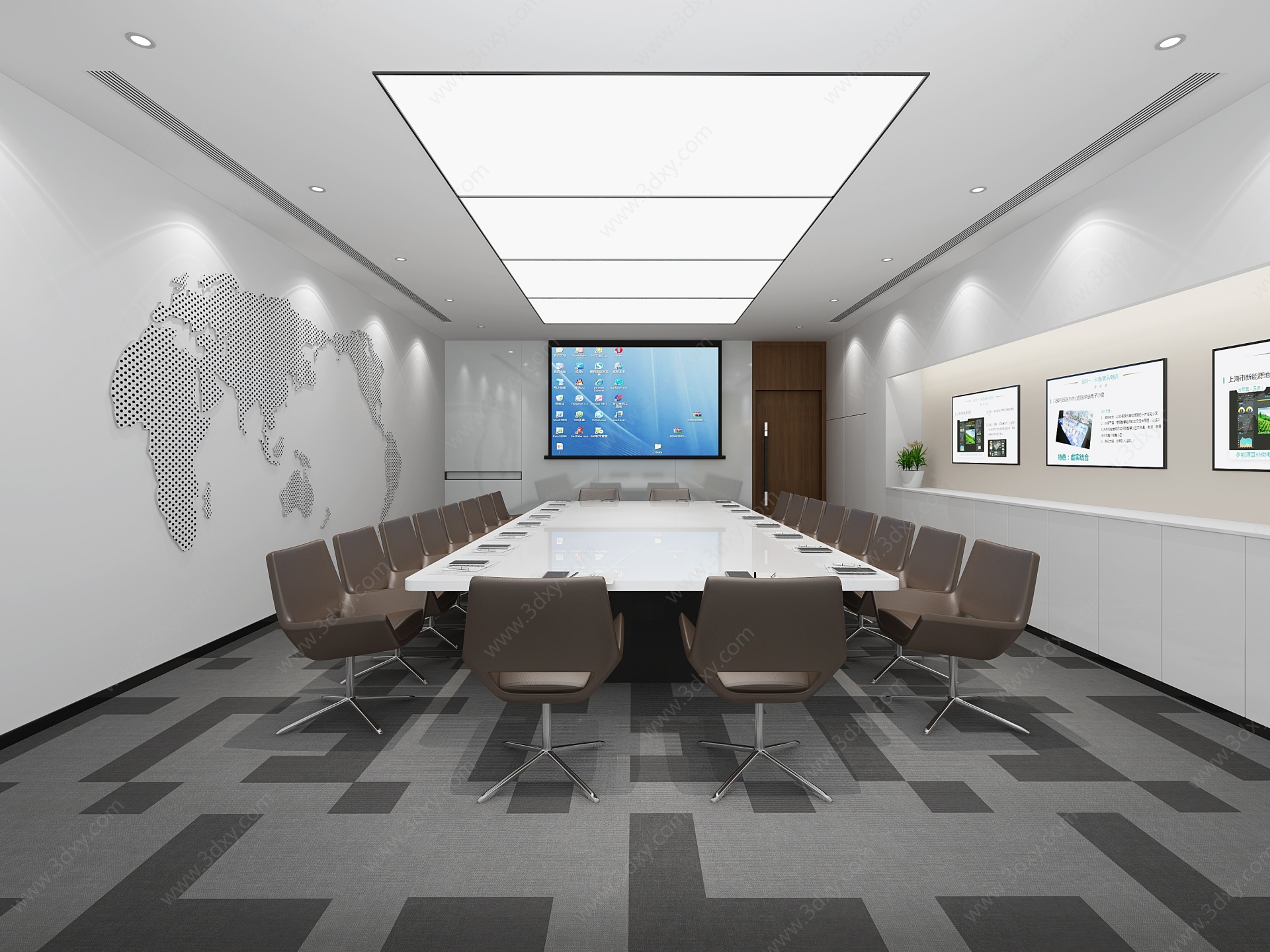 现代会议室会议桌3D模型