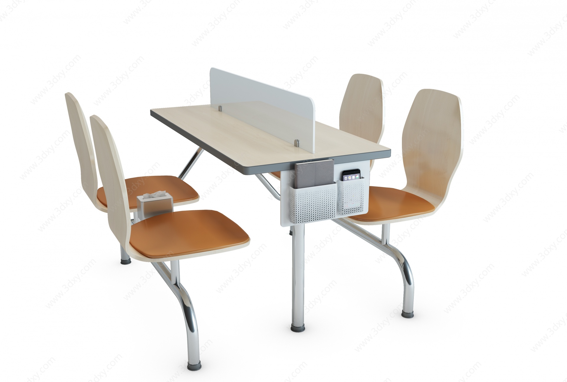 现代员工餐厅餐桌椅3D模型