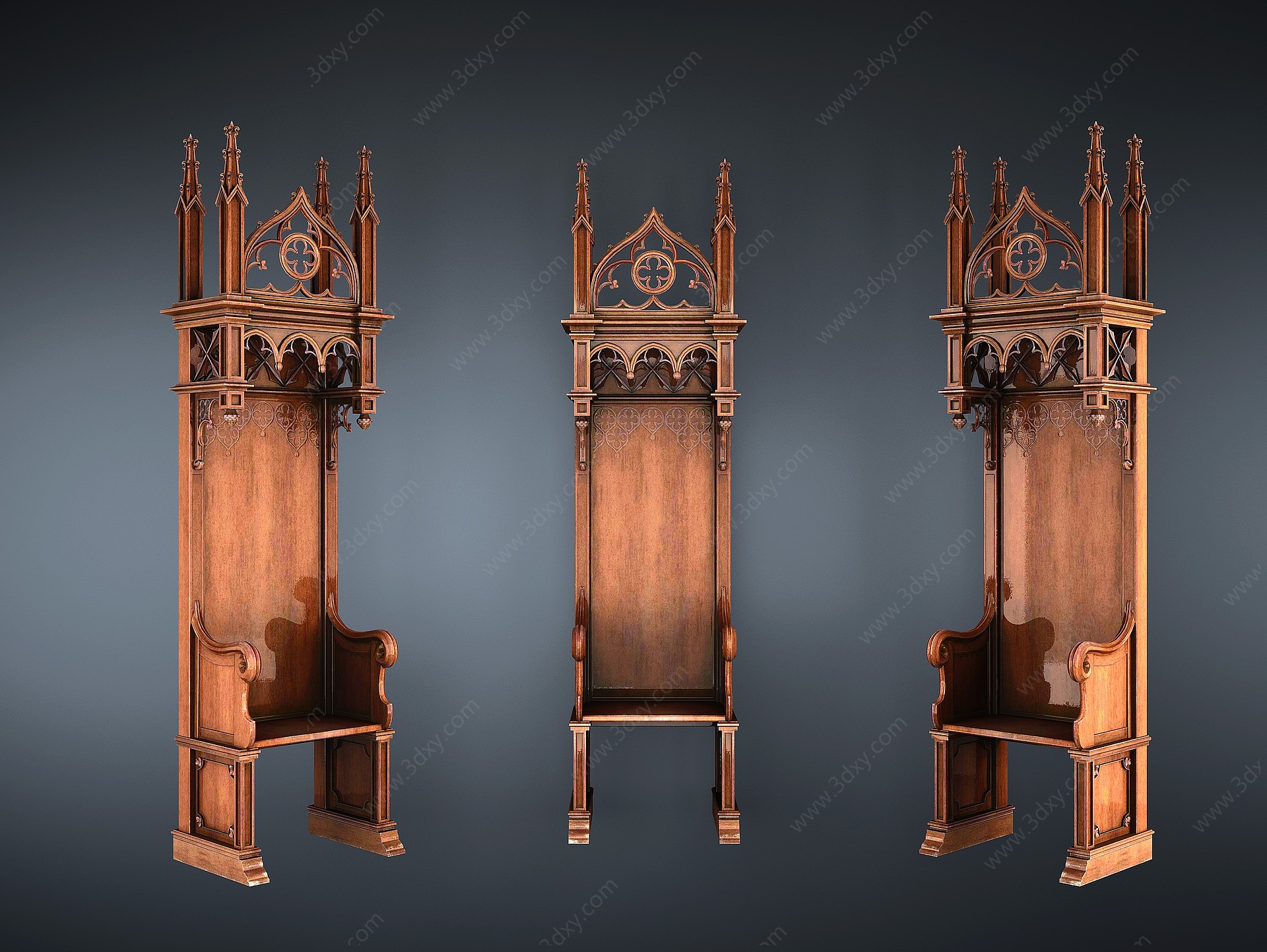 欧式教堂椅3D模型