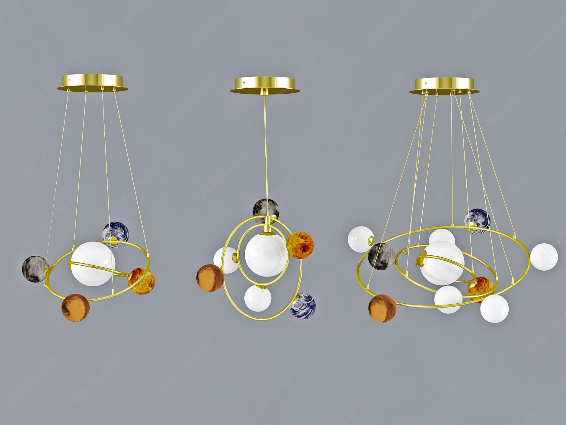 北欧流浪星球星系吊灯组合3D模型