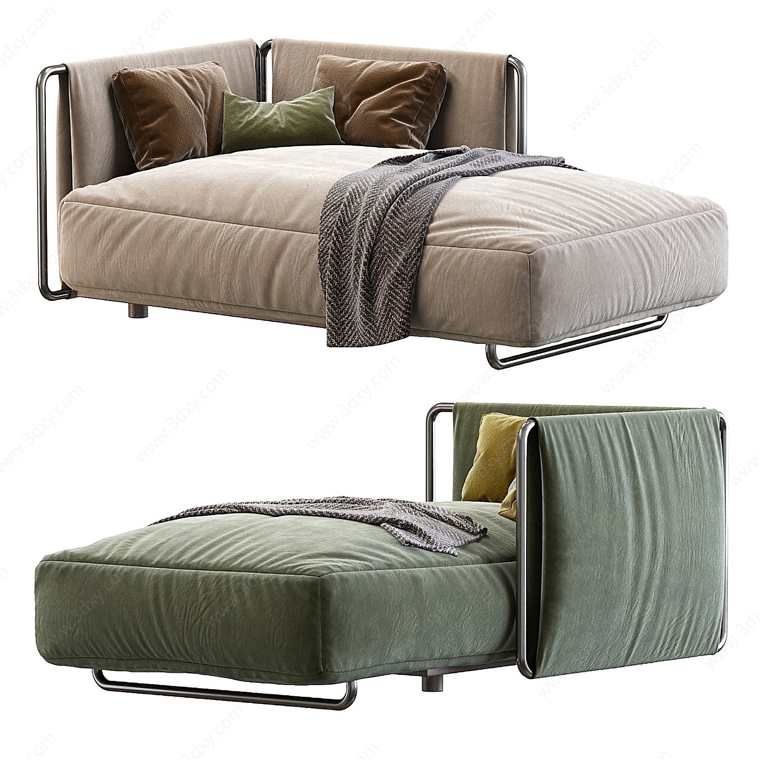 现代卧榻沙发凳3D模型