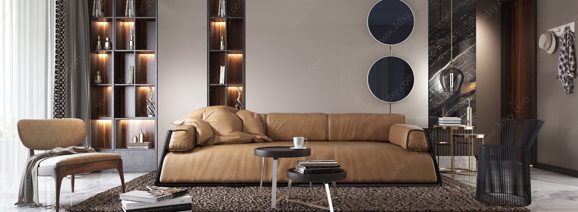 现代客厅沙发茶几组合3D模型