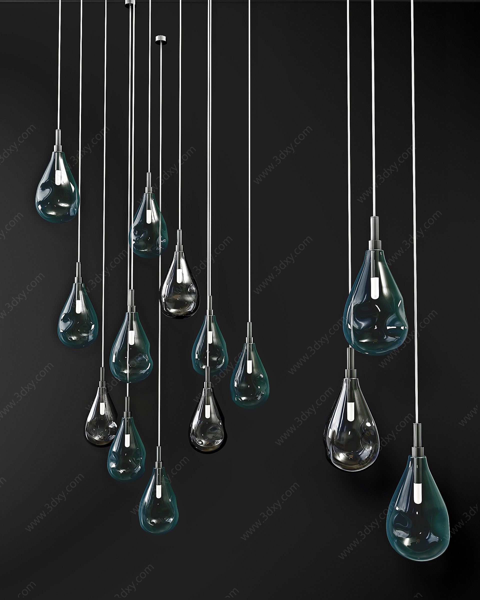 现代水滴玻璃吊灯3D模型