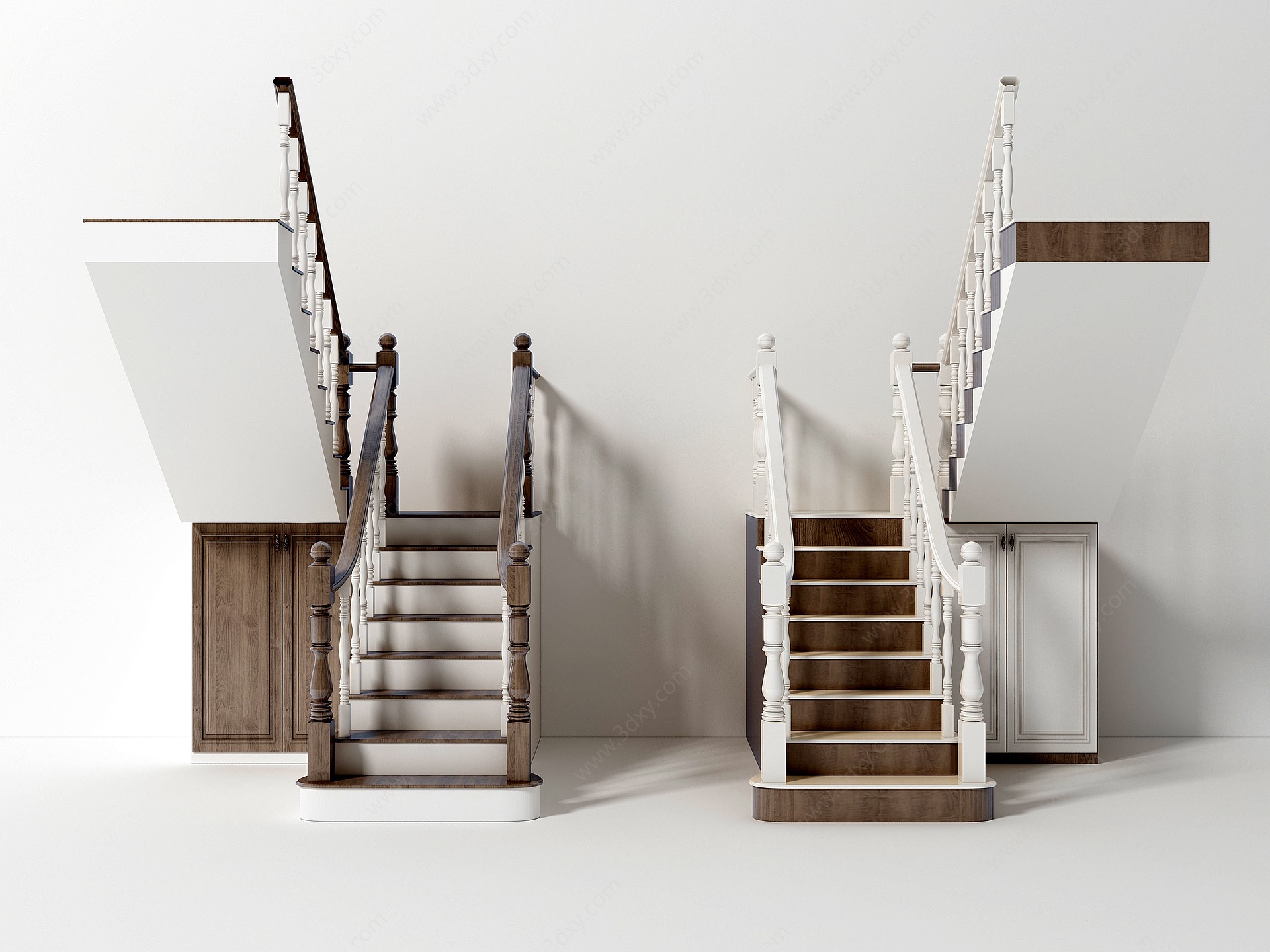 现代简欧楼梯组合3D模型