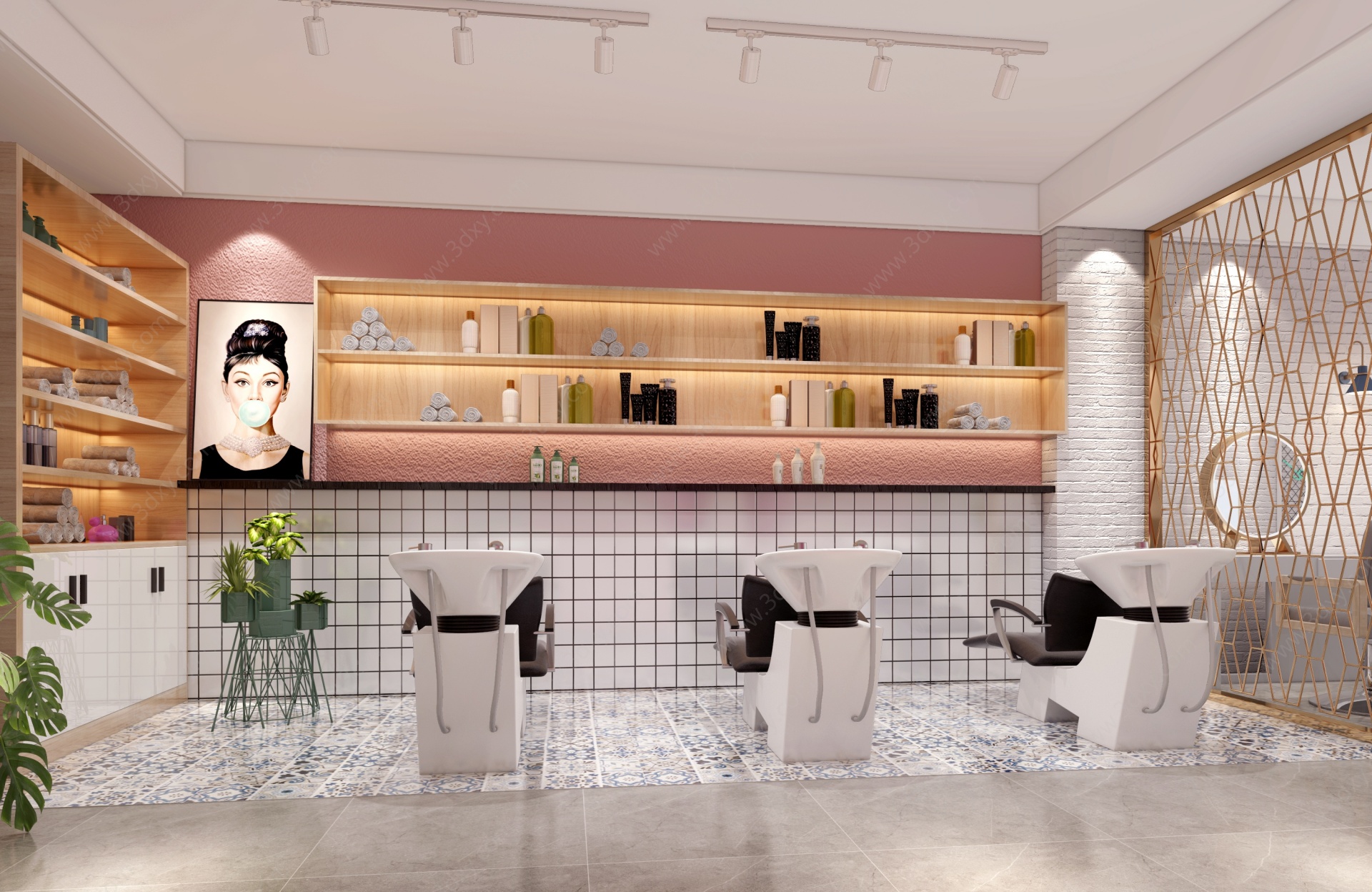 北欧网红理发店美容店3D模型