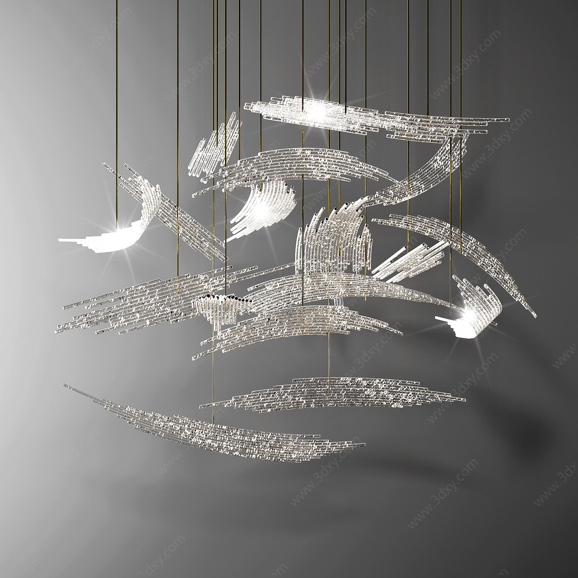 现代水晶装饰吊灯3D模型
