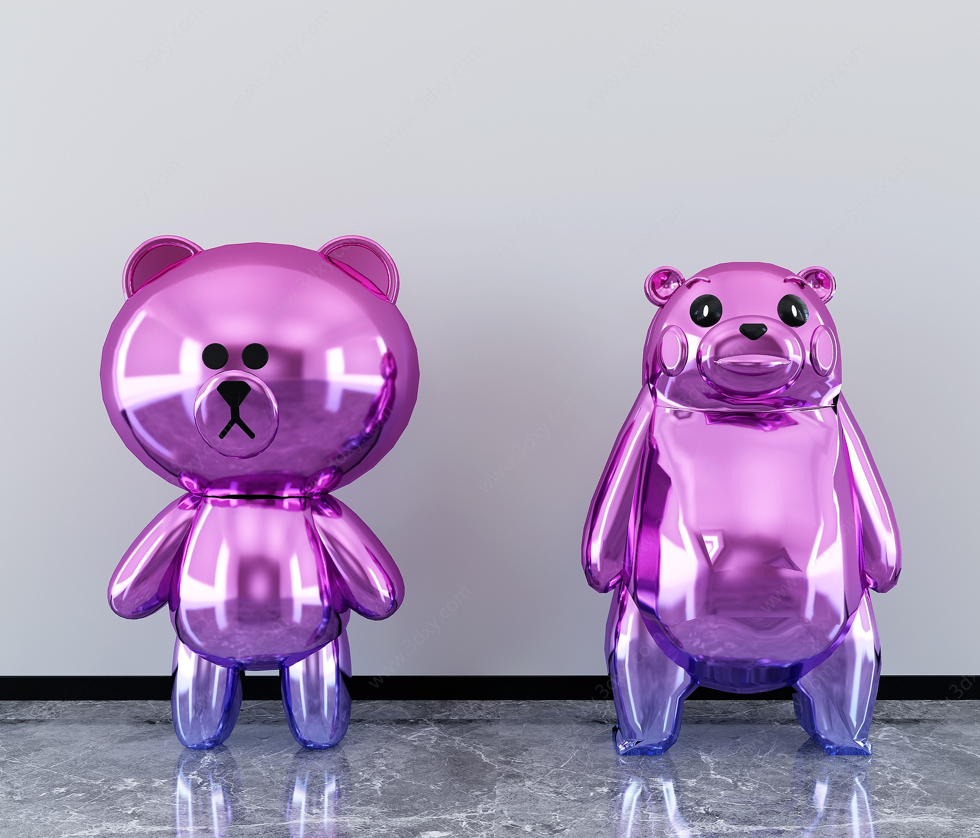 现代小熊水晶雕塑3D模型