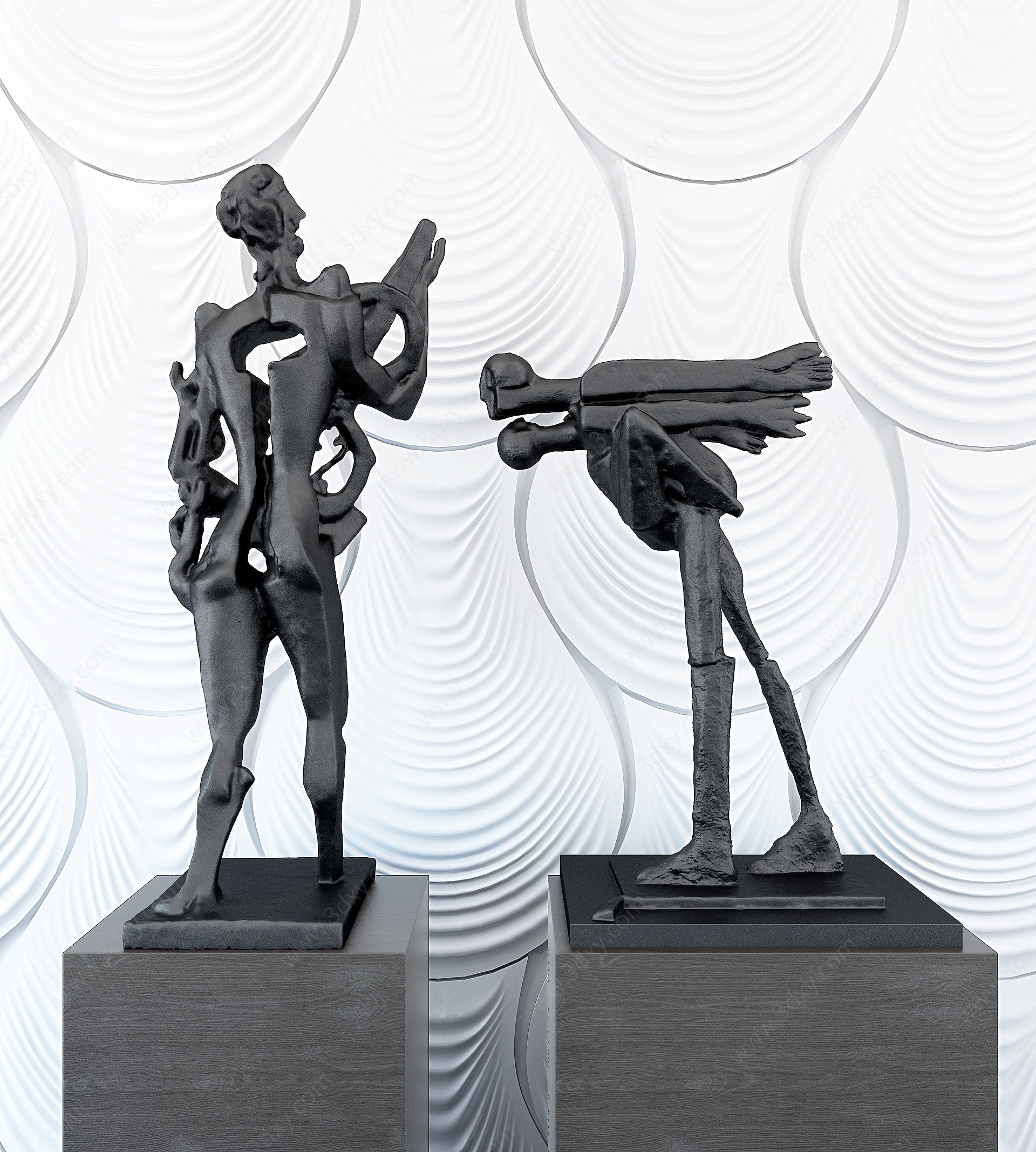 现代抽象人物雕塑3D模型