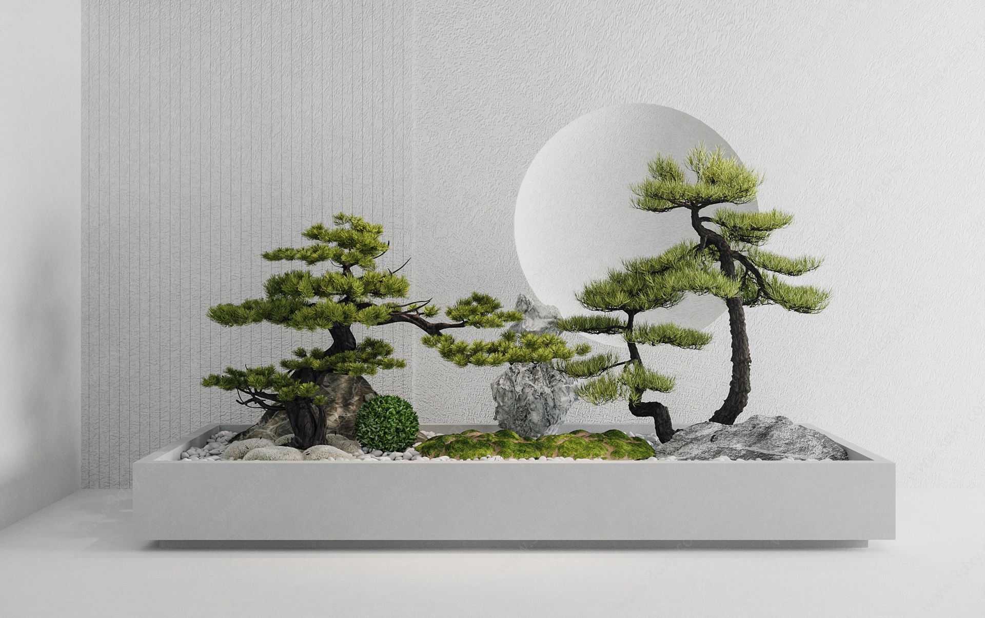新中式盆栽景观3D模型